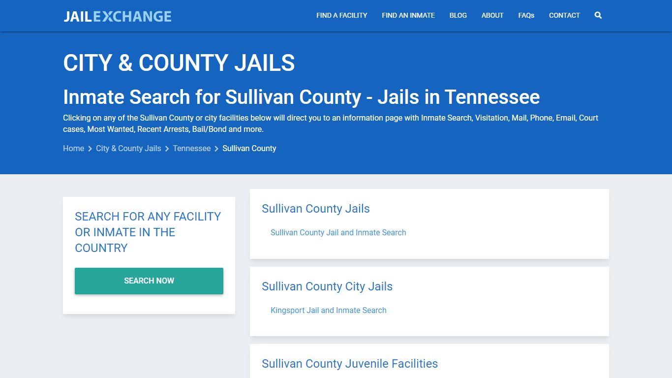 Inmate Search for Sullivan County | Jails in Tennessee - Jail Exchange